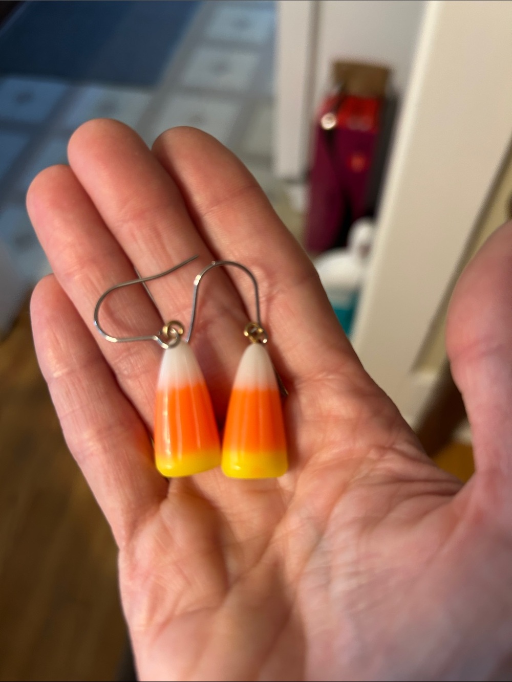 Carrie Fairy Designs: Candy Corn Dangle Earrings w/ Stainless Steel Ear Hooks